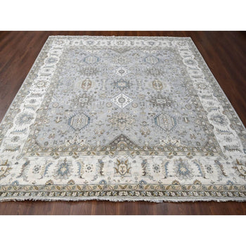 11'X11' Agreeable Gray Karjihooz 100% Wool Hand Knotted Squarish Rug