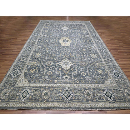 10'X14' Anchor Gray Agra With Oushak Design Pure Wool Hand Knotted Rug