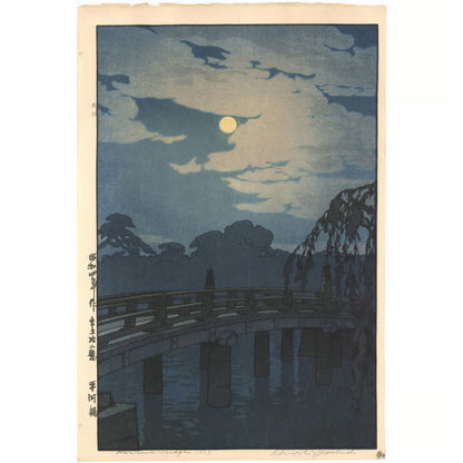 Hiroshi Yoshida "Hirakawa Bridge" original woodblock print, signed 1924