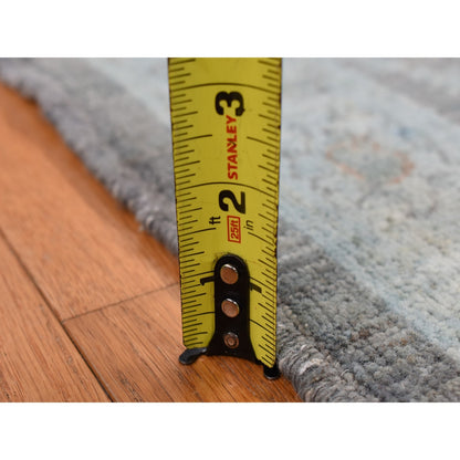 5'9"X9' Arctic Blue Silver Wash Peshawar Hand Knotted Pure Wool Rug