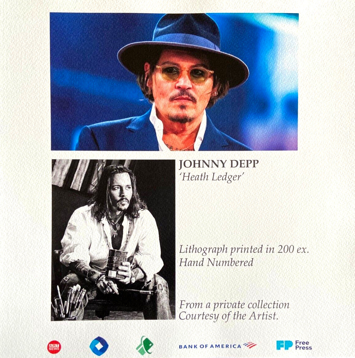Johnny Depp Lithograph, 200Ex - (John Lennon Pierce Brosnan Anthony Hopkins)
