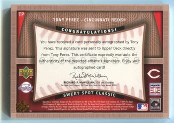 2005 Upper Deck Sweet Signatures #Tp Tony Perez Autographed Card
