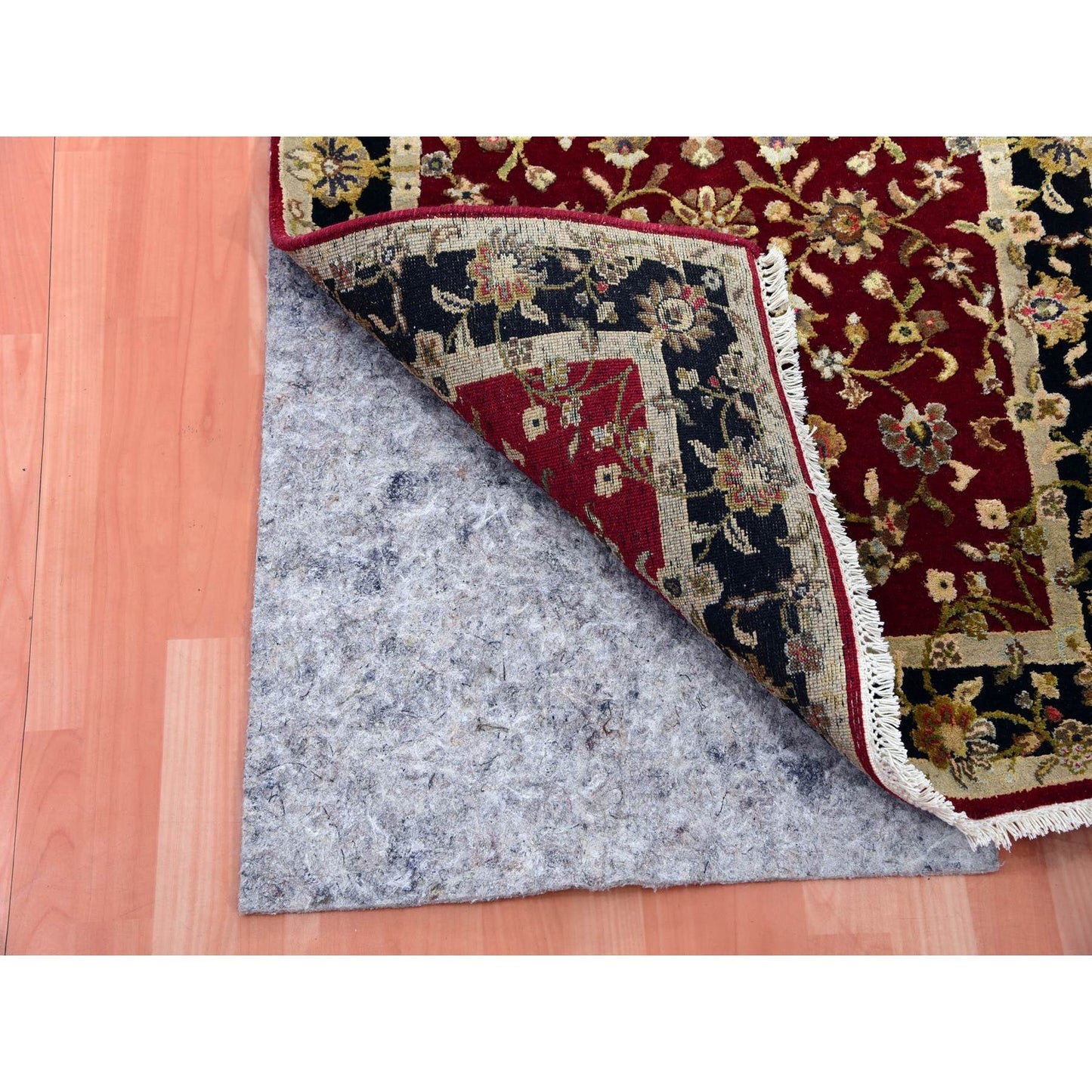 2'9"X12'3" Barn Red Hand Knotted Rajasthan Design Silk Wool Runner Rug