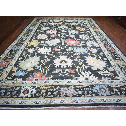 11'9"X17'7" Black Afghan Angora Oushak Wool Hand Knotted Oversized Rug