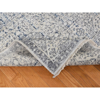 8'3"X10'2" Gray Silk Broken And Erased Design Vintage Hand Knotted Rug