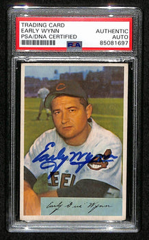 Early Wynn Hof Signed 1954 Bowman Card #164
