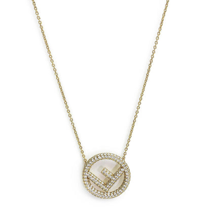 Fendi Circle F Rhinestone Gold 8Ag760