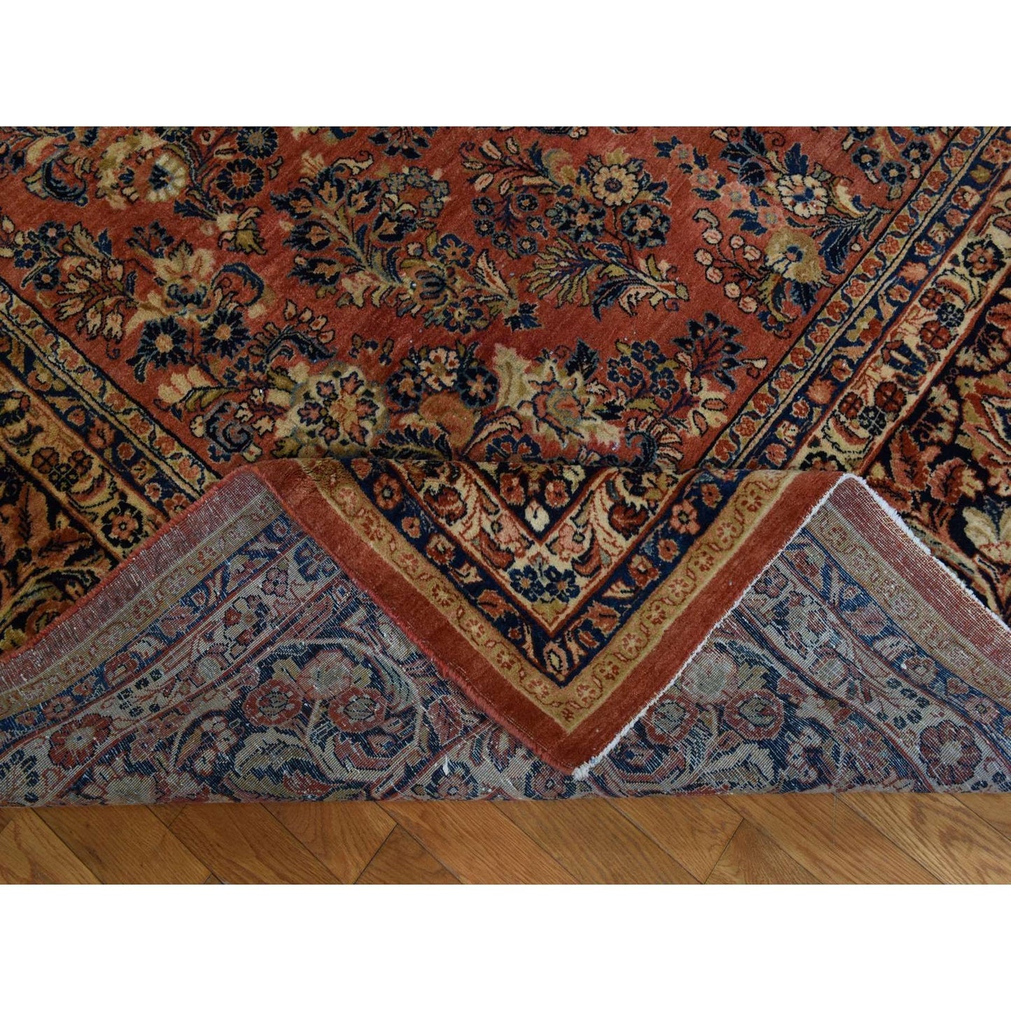 11'10"X15'6" Orange Antique Saroogh 100% Wool Hand Knotted Oriental Rug