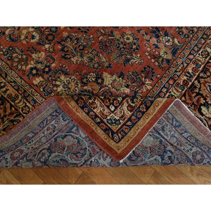 11'10"X15'6" Orange Antique Saroogh 100% Wool Hand Knotted Oriental Rug