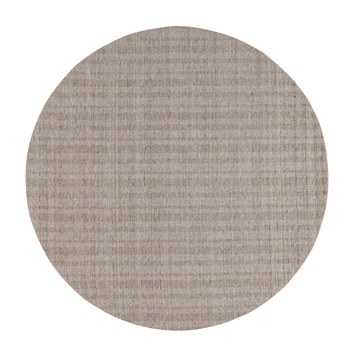 8'X8' Beaver Brown Stripes Design Hand Loomed Natural Wool Round Rug