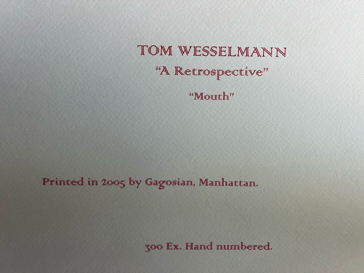 Tom Wesselmann Lithograph Coa Hand Numbered Signed Op In 300Ex