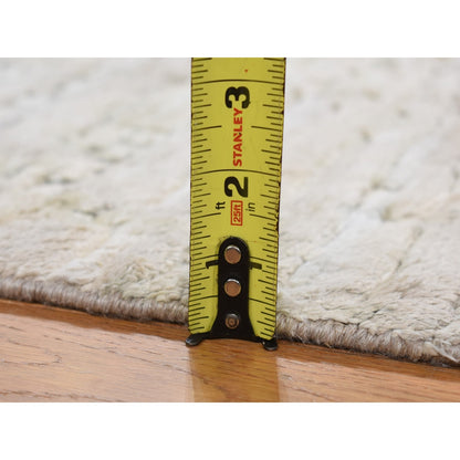 2'X2' Bone White Sample Modern Silk With Wool Hand Knotted Square Rug