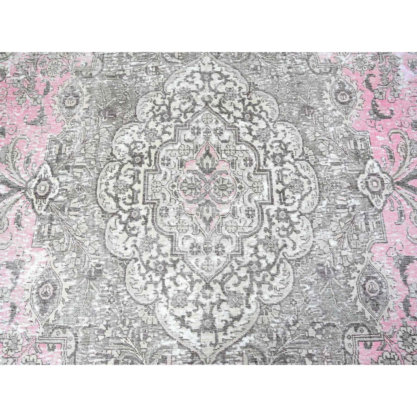 11'3"X15'9" Blush Pink Vintage Tebraz Soft Wool Hand Knotted Rug
