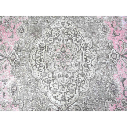 11'3"X15'9" Blush Pink Vintage Tebraz Soft Wool Hand Knotted Rug