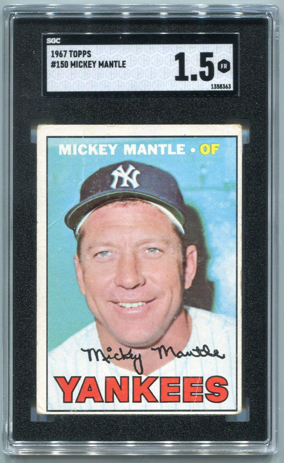 Mickey Mantle 1967 Topps Card #150 Sgc Graded 1.5