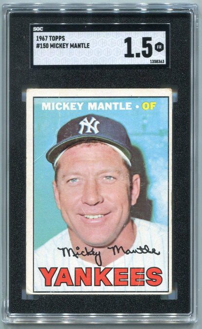 Mickey Mantle 1967 Topps Card #150 Sgc Graded 1.5