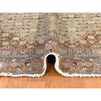 6'4"X9'4" Light Green, Semi Antique Zoroastrian Wool Hand Knotted Rug