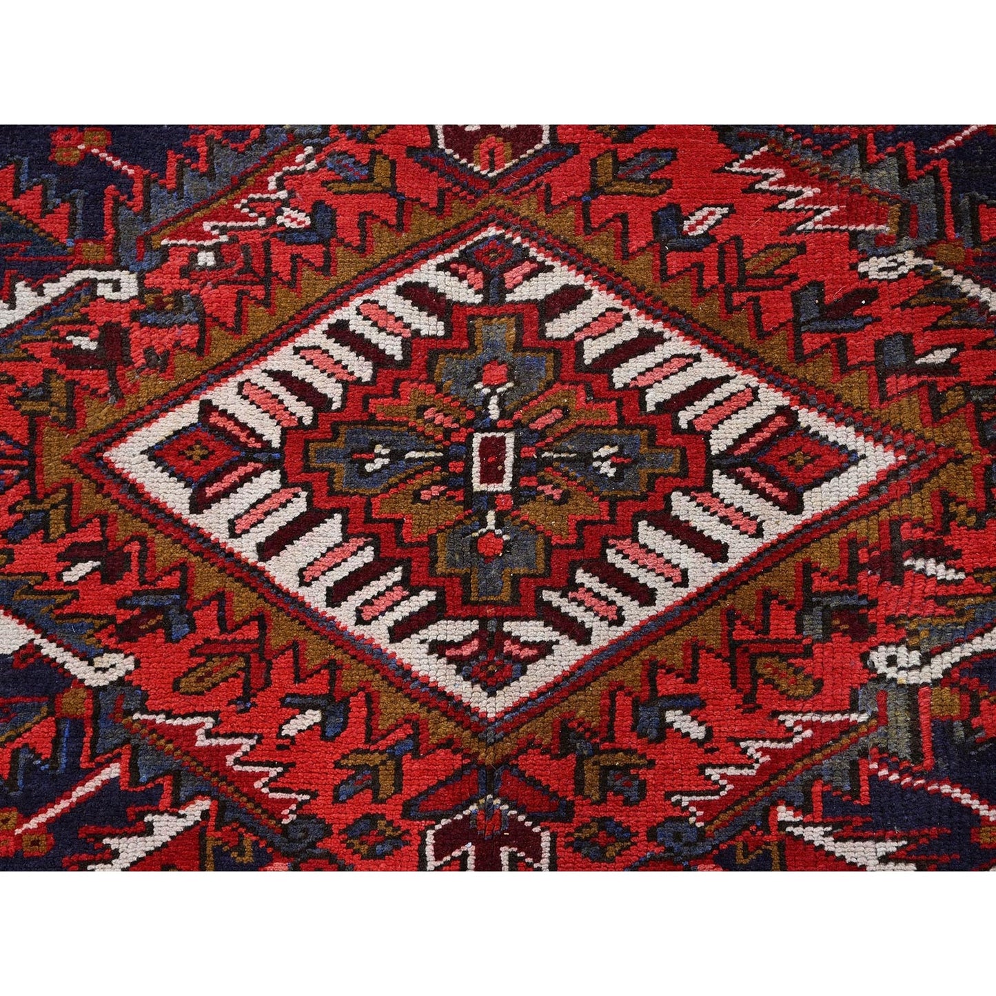 7'9"X10'4" Ajax Red Vintage Zoroastrian Heris Wool Hand Knotted Clean Rug
