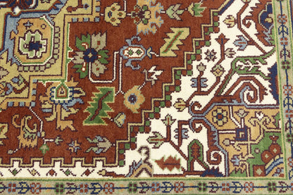 Rusty Red Heriz Serapi Oriental Rug Floral Farmho
