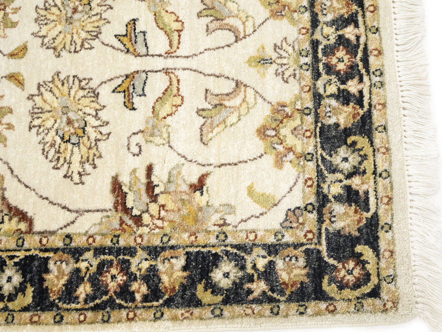 Hand-Knotted Agra Jaipur Runner Rug Floral Wool