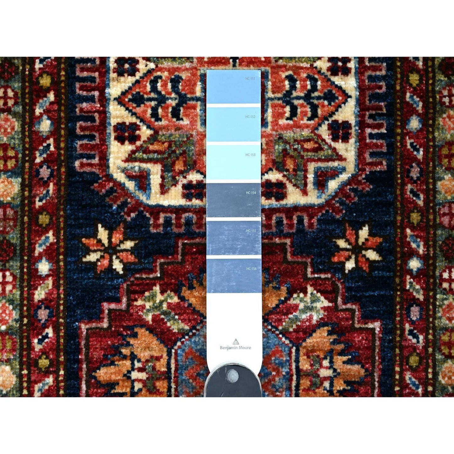 2'7"X6'4" Yale Blue Super Kazak All Wool Hand Knotted Runner Oriental Rug