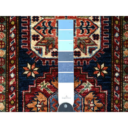 2'7"X6'4" Yale Blue Super Kazak All Wool Hand Knotted Runner Oriental Rug