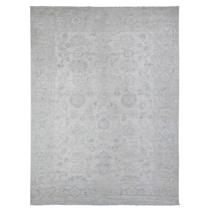 8'8"X11'5" Vista White 100% Wool Wash Peshawar Hand Knotted Rug