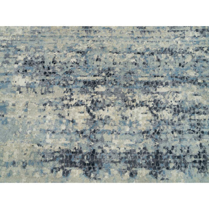 9'X9' Power Gray Wool And Silk Hand Knotted Mosaic Round Oriental Rug