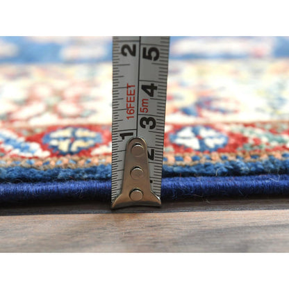 2'10"X13'2" Prussian Blue Afghan Super Kazak Wool Hand Knotted Rug