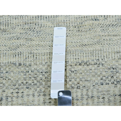 12'X12' Ivory Wool Modern Square Grass Design Hand Knotted Oriental Rug
