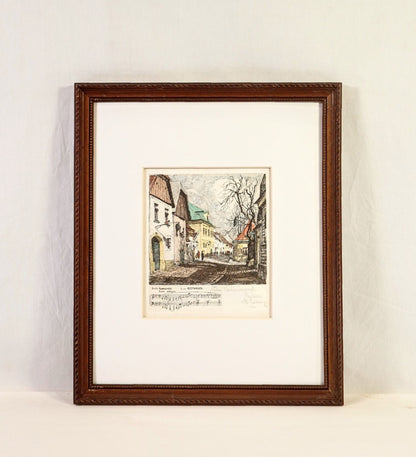 Herta Czerny Kovans Vienna Kahlenberger Strasse  Original Etching Signed Print