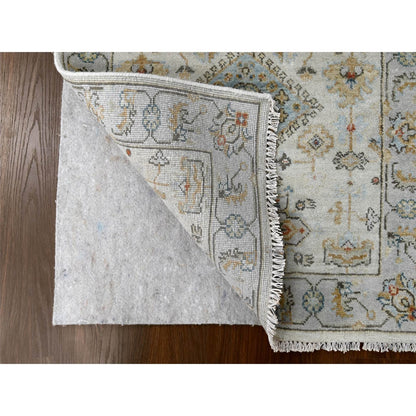 2'9"X13'8" Snowbound White Hand Knotted Karjihooz 100% Wool Runner Rug