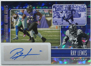 Ray Lewis 2021 Panini Signature Highlights Autographed Cracked Ice Card #Sh10