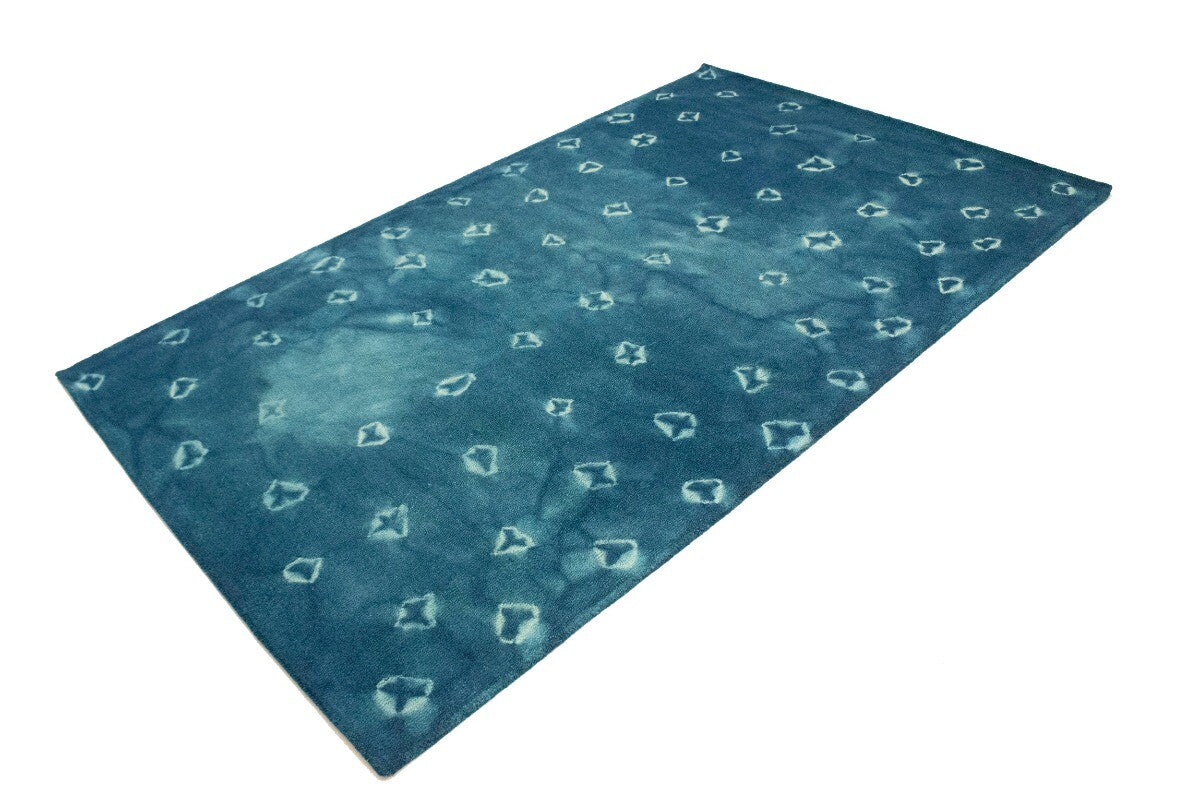 ft Blue Hand-Tufted Tie-Dye Rug Contemporary Bedroom Decor Modern Carpet 5x8
