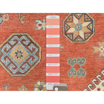 9'X11'9" Crimson Red Special Kazak Wool Hand Knotted Oriental Rug