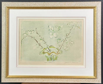 Joanne Isaac Apple Blossoms I Original Etching W/ Gold Highlights Signed 1/1