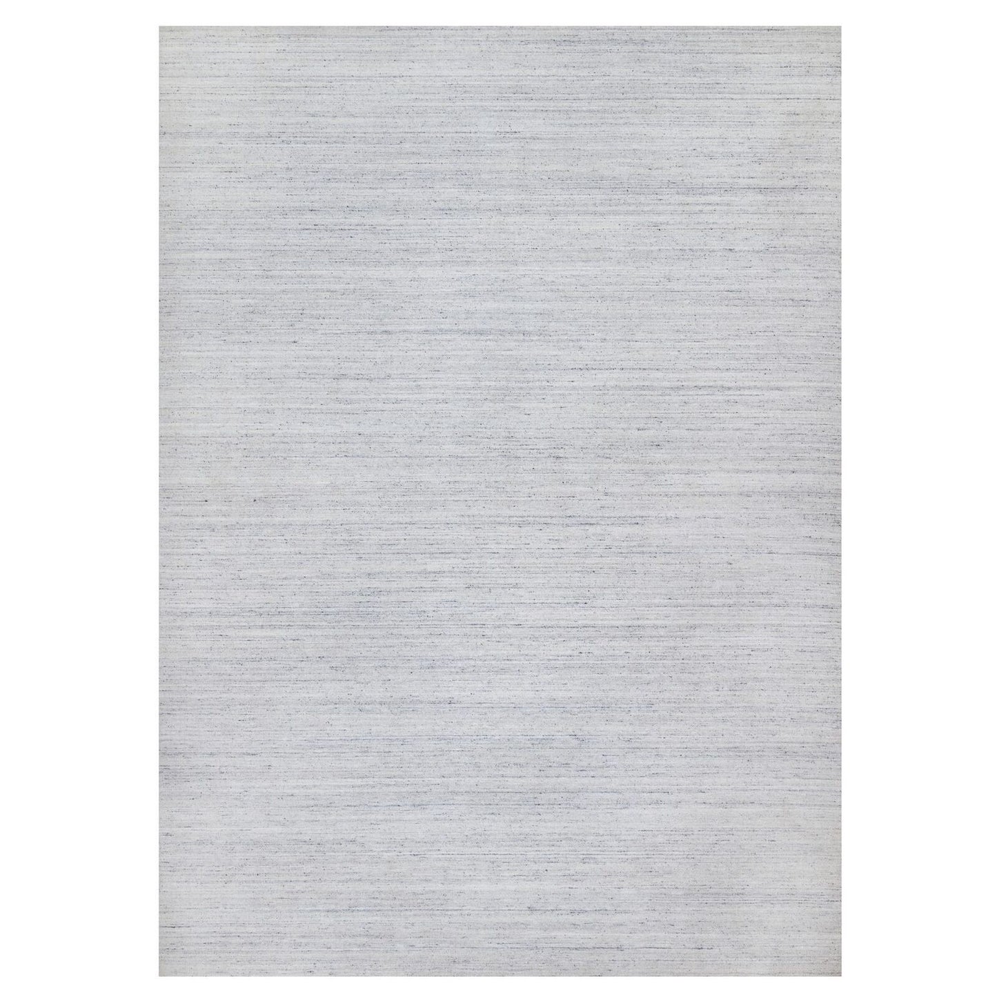 12'2"X17'10" Gray Modern Striae Design Wool Hand Loomed Oversized Rug