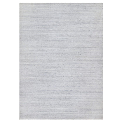 12'2"X17'10" Gray Modern Striae Design Wool Hand Loomed Oversized Rug