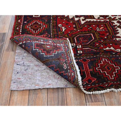 7'9"X10'4" Ajax Red Vintage Zoroastrian Heris Wool Hand Knotted Clean Rug