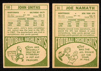 1968 Topps Football Card Complete Set (1-219) Griese Starr Unitas Sayers 198573