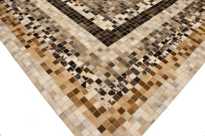 8X10 Ft Contemporary Multicolored Cowhide Leather