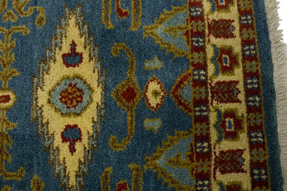 3X10 Ft Handmade Kazak Runner Rug Blue Geometric