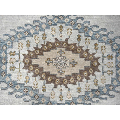 10'X10' Gray Zoroastrian Village Geometric Design Hand Knotted Square Rug