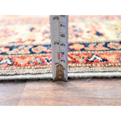 4'9"X6'7" Gray Hand Knotted Afghan Super Kazak 100% Wool Oriental Rug
