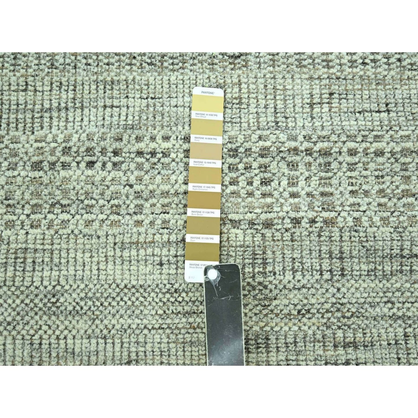 Brown pure wool runner rug oxidized grass design hand knotted 2'8"x6'3".