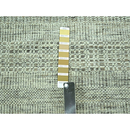 Brown pure wool runner rug oxidized grass design hand knotted 2'8"x6'3".