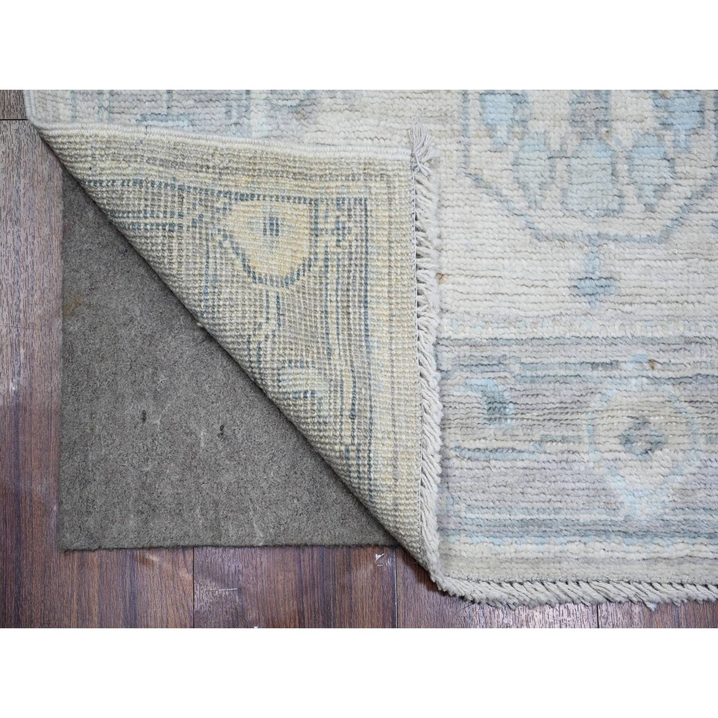 2'8"X11'7" Gray Afghan Angora Oushak 100% Wool Hand Knotted Runner Rug
