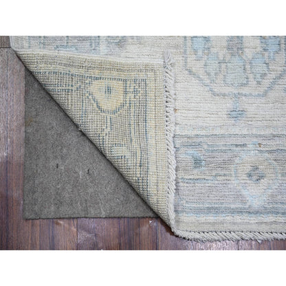 2'8"X11'7" Gray Afghan Angora Oushak 100% Wool Hand Knotted Runner Rug