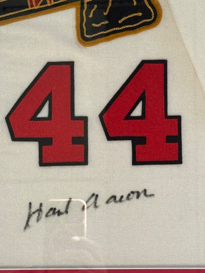 Hank Aaron Autographed Milwaukee Braves Mitchell & Ness Framed Jersey (Jsa)