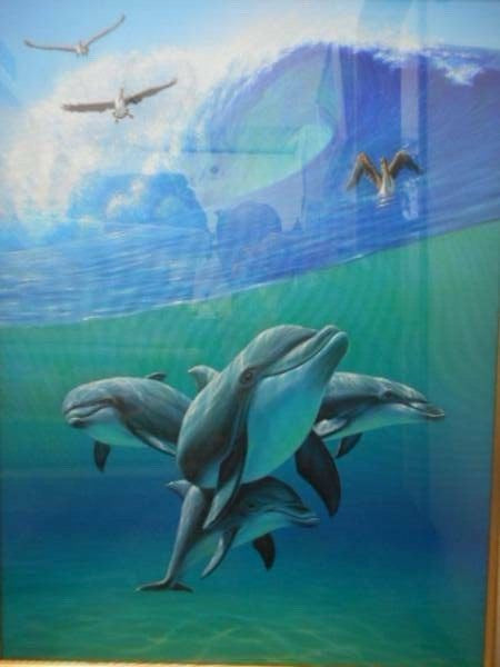 Charles Lynn Bragg - Dolphin Unique Original Acrylic Painting Signed Well Framed